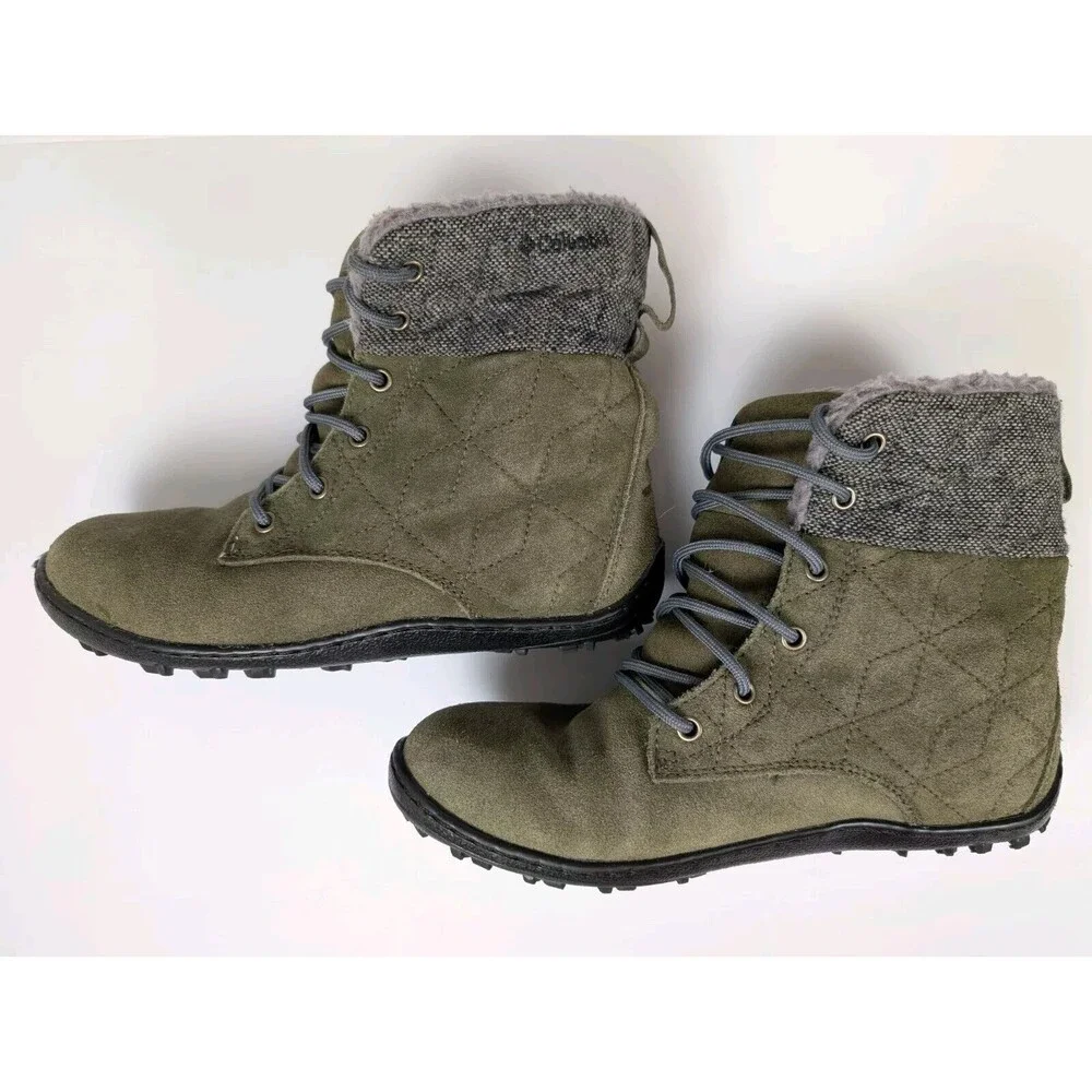 COLUMBIA Powder Summit Shorty Wool Women's Green Waterproof Winter Boots Size 6